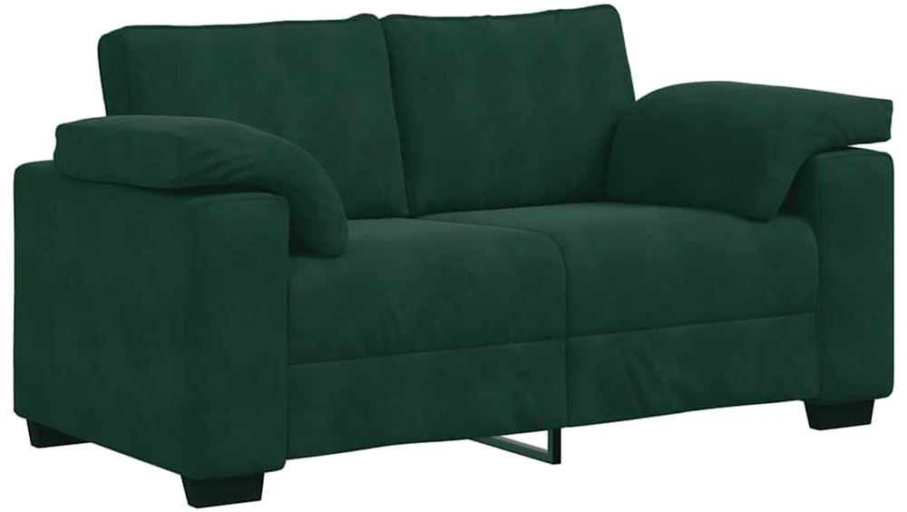 Sofa 3 dalių sofos komplektas su pagalvėlėmis, tamsiai žalias, aksomas