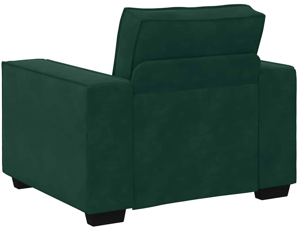 Sofa 3 dalių sofos komplektas su pagalvėlėmis, tamsiai žalias, aksomas