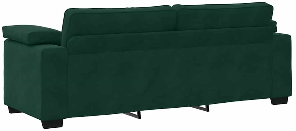 Sofa 3 dalių sofos komplektas su pagalvėlėmis, tamsiai žalias, aksomas