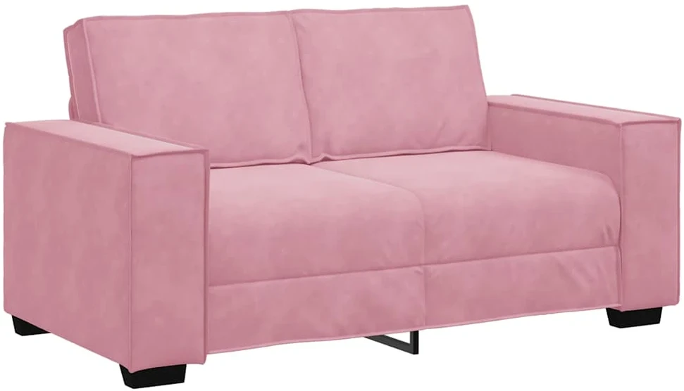 Sofa 3 dalių sofos komplektas su pagalvėlėmis, rožinis aksomas