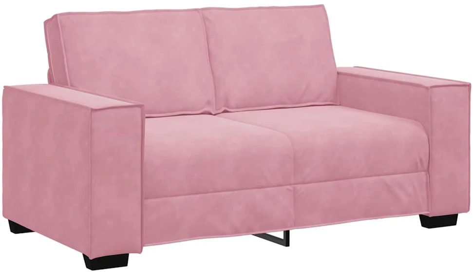 Sofa 3 dalių sofos komplektas su pagalvėlėmis, rožinis aksomas