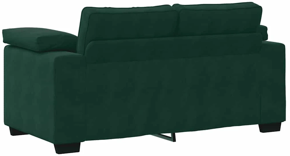 Sofa 3 dalių sofos komplektas su pagalvėlėmis, tamsiai žalias, aksomas