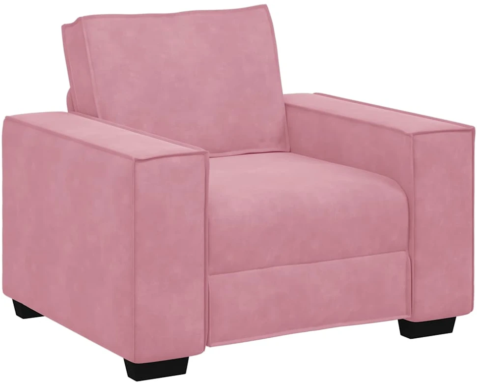 Sofa 3 dalių sofos komplektas su pagalvėlėmis, rožinis aksomas