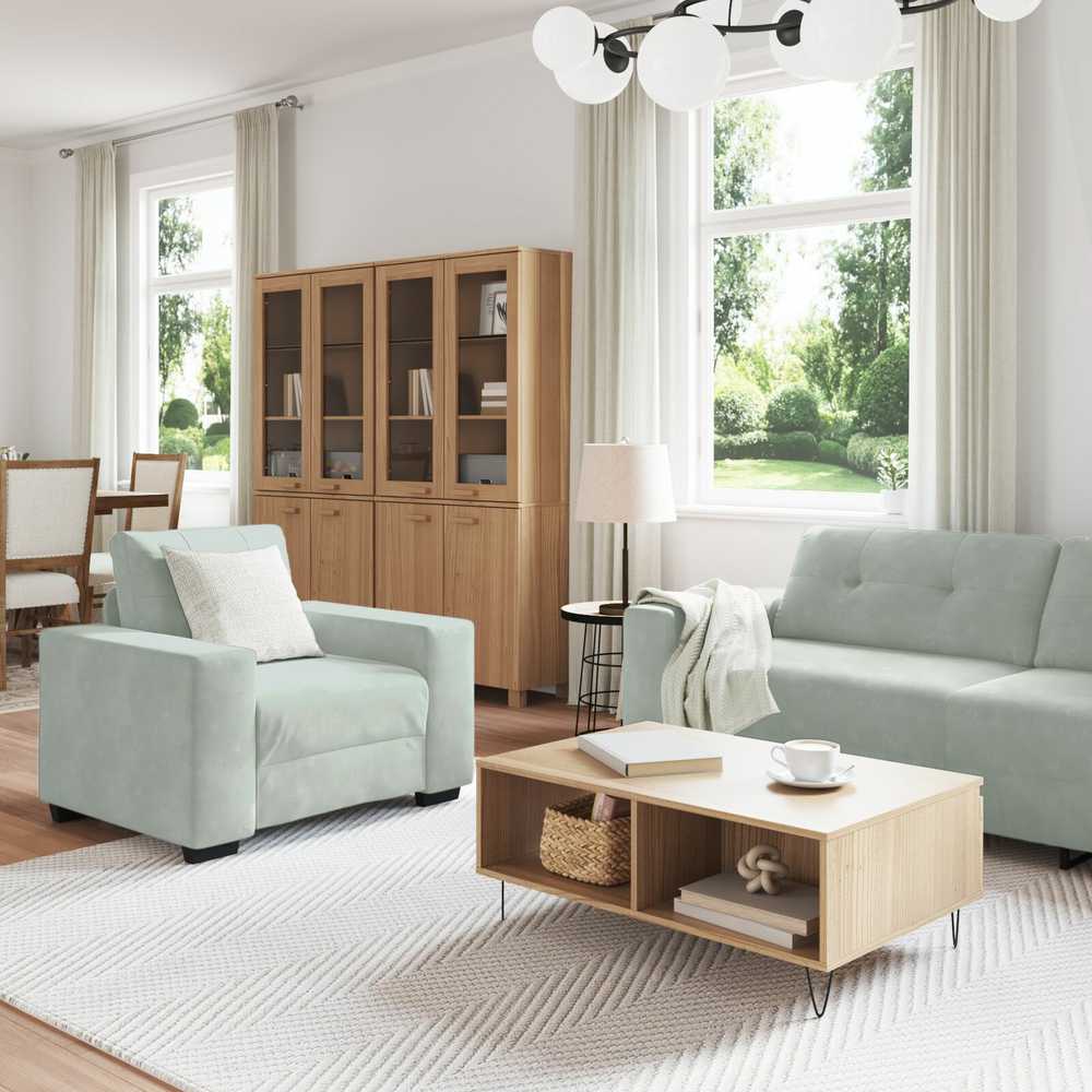 Sofa Sofos komplektas 3 vnt. Šviesiai pilka Aksomas