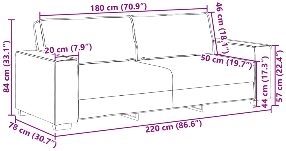 Sofa 3 vnt. Debesų pilka Lino mišinio audinys