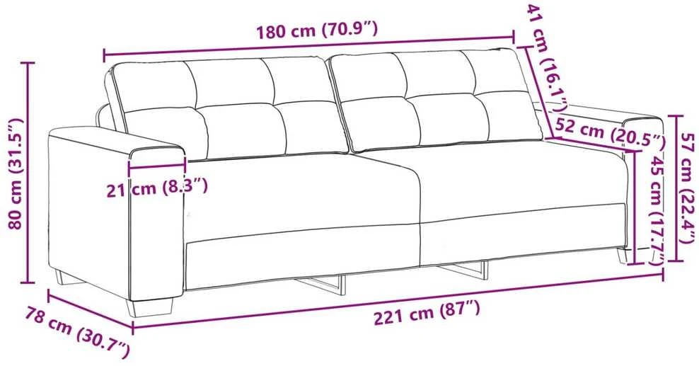 Sofa 3 vnt. Juoda Lino mišinio audinys