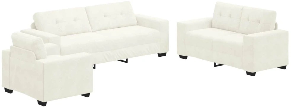 Sofa Sofos komplektas 3 vnt. Kreminė Aksomas