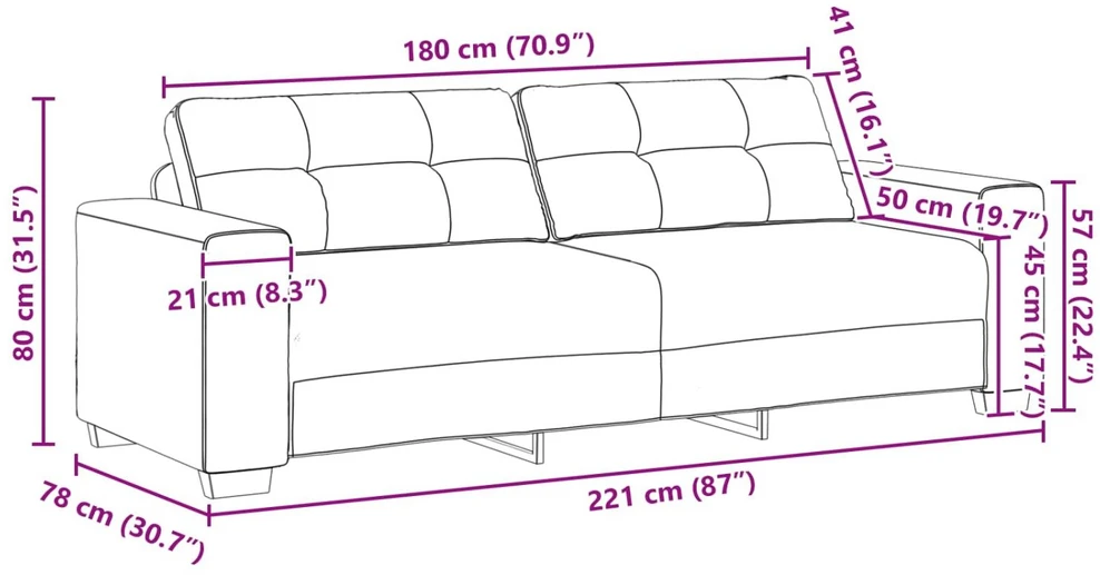 Sofa Sofos komplektas 3 vnt. Kreminė Aksomas
