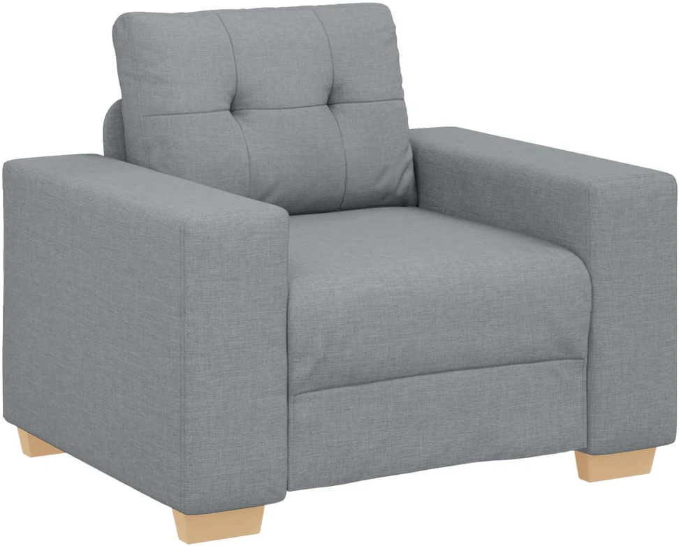 Sofa 3 vnt. Šviesiai pilka Lino mišinio audinys
