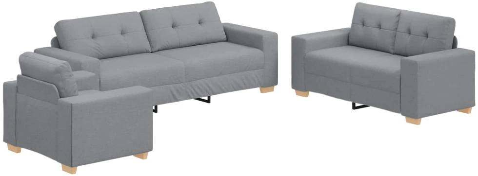 Sofa 3 vnt. Šviesiai pilka Lino mišinio audinys
