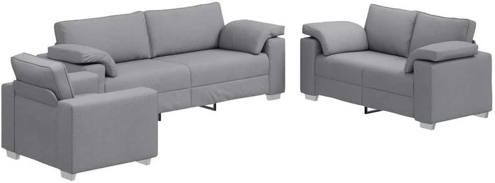 Sofa 3 vnt. Šviesiai pilka Lino mišinio audinys