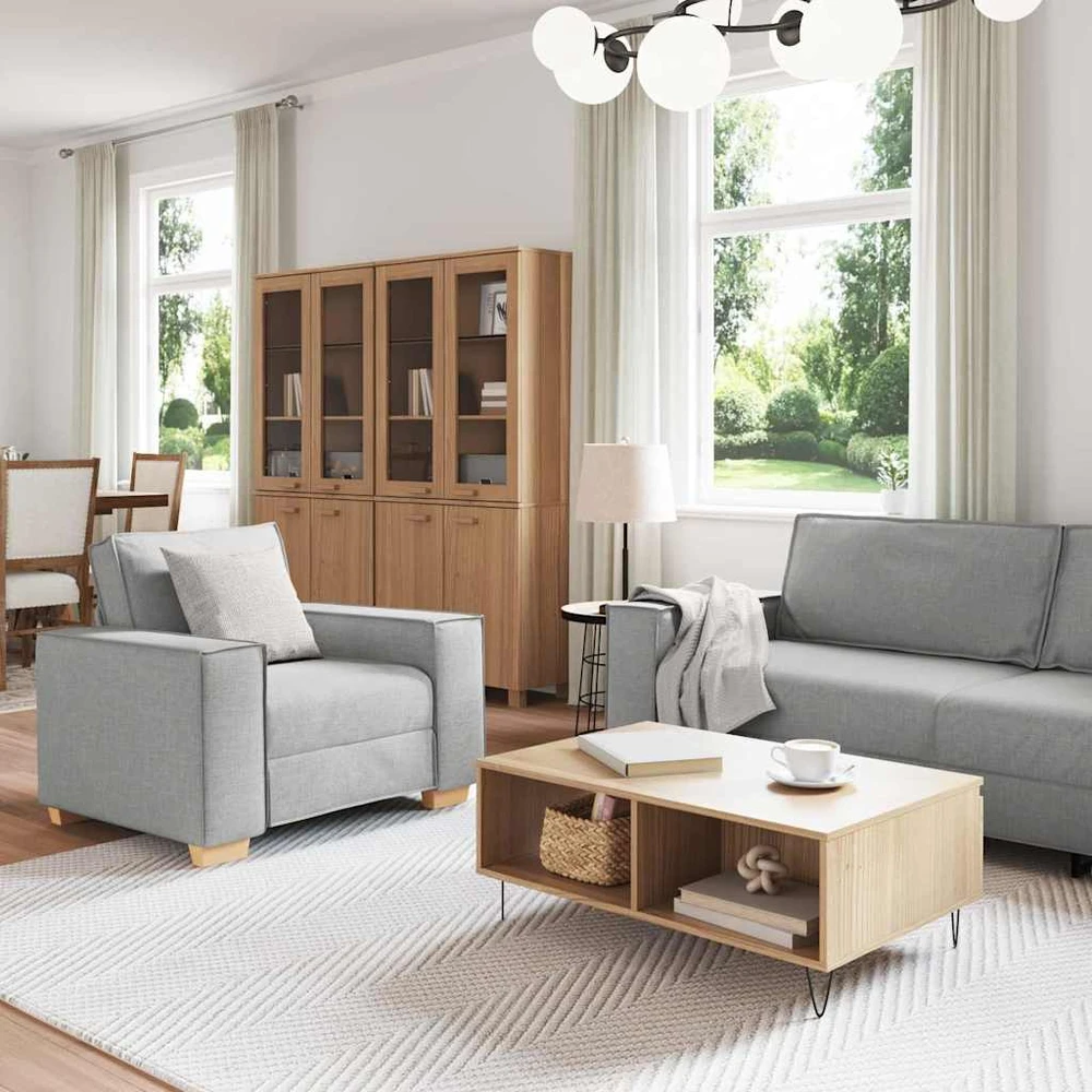 Sofa 3 vnt. Debesų pilka Lino mišinio audinys