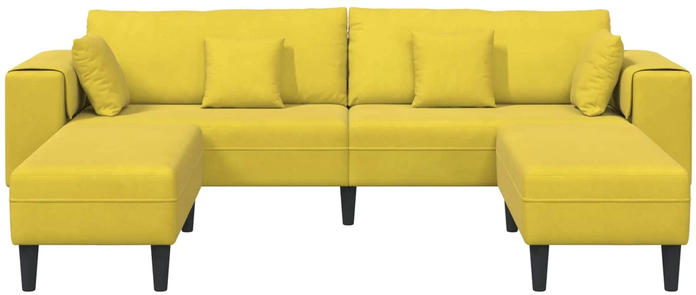 Sofa 3 vnt. Geltona Aksomas