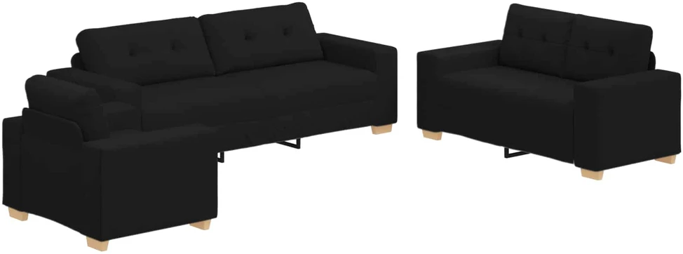 Sofa 3 vnt. Juoda Lino mišinio audinys