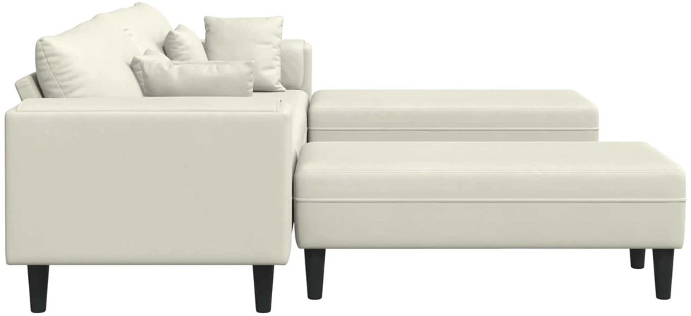 Sofa 3 vnt. Kreminė Aksomas