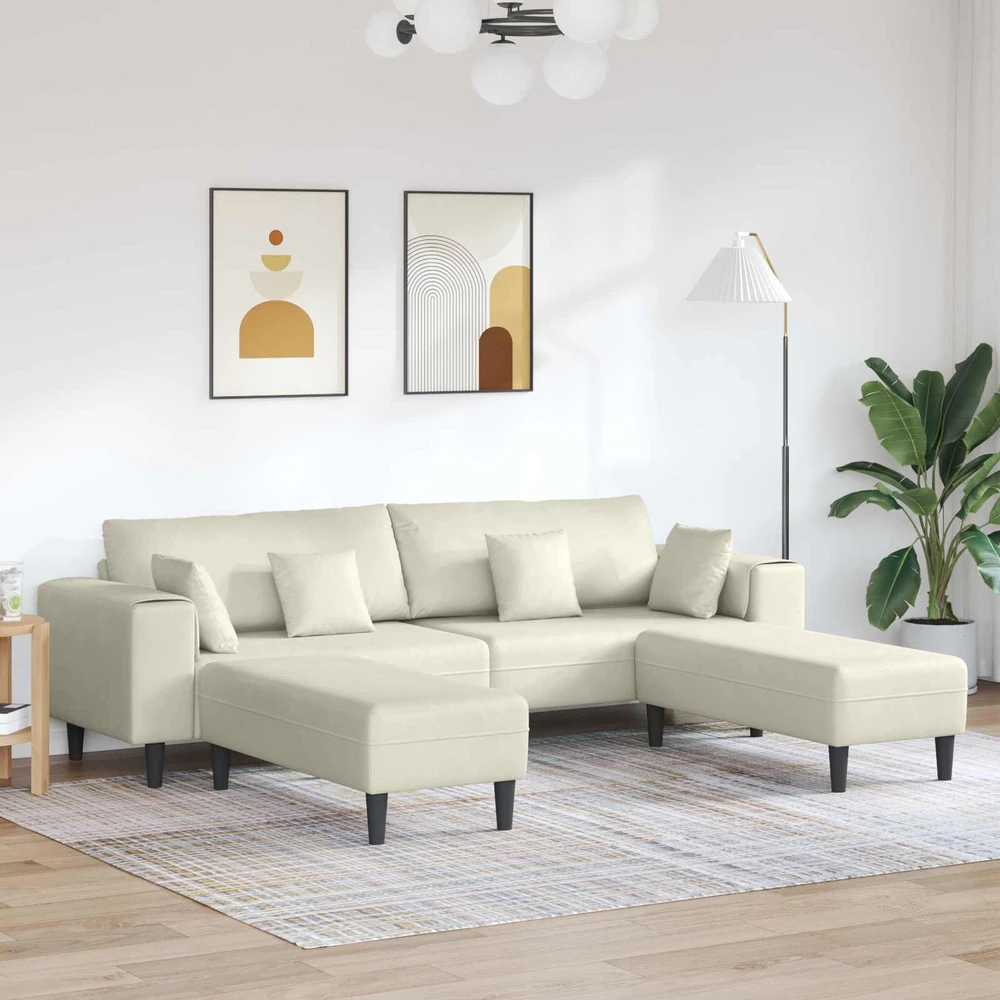 Sofa 3 vnt. Kreminė Aksomas