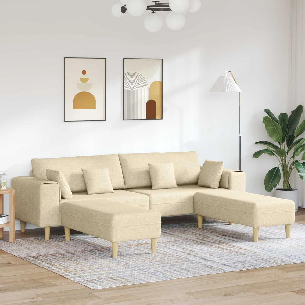 Sofa 3 vnt. Kreminė audinys