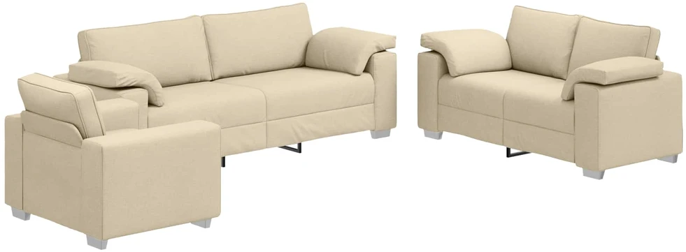 Sofa 3 vnt. Kreminė Lino mišinio audinys