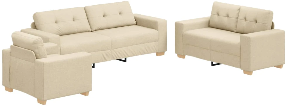 Sofa 3 vnt. Kreminė Lino mišinio audinys