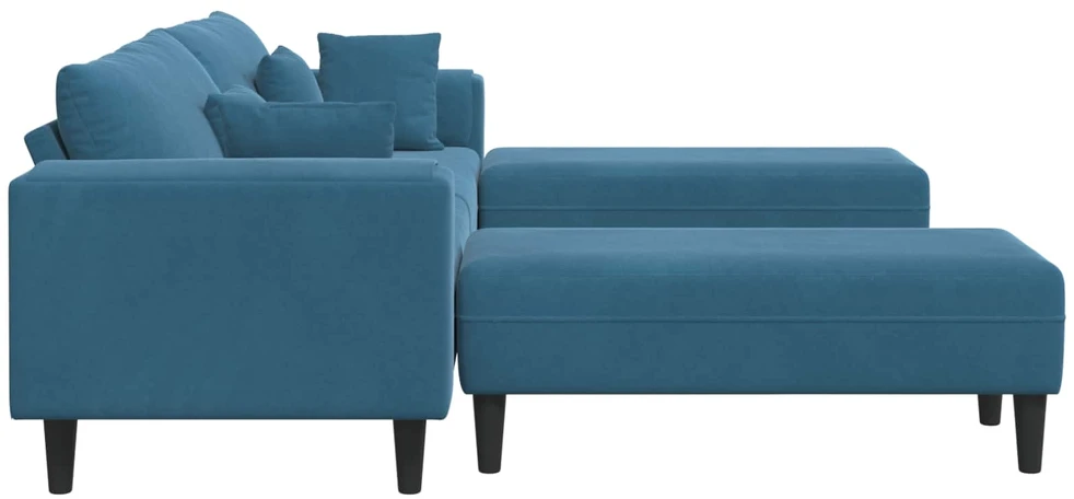 Sofa 3 vnt. Mėlyna Aksomas