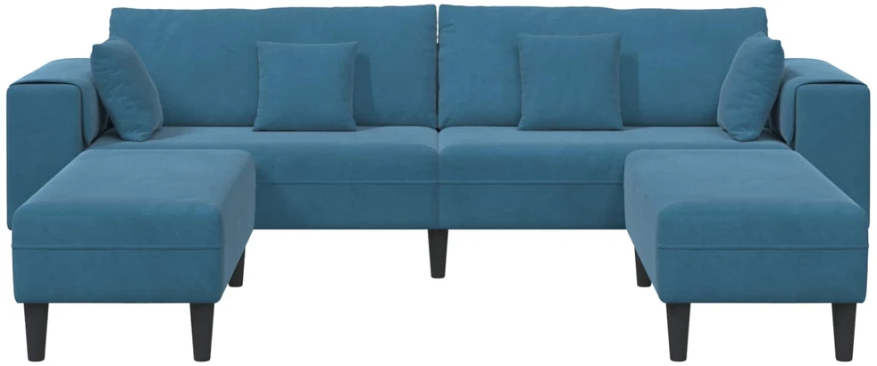 Sofa 3 vnt. Mėlyna Aksomas