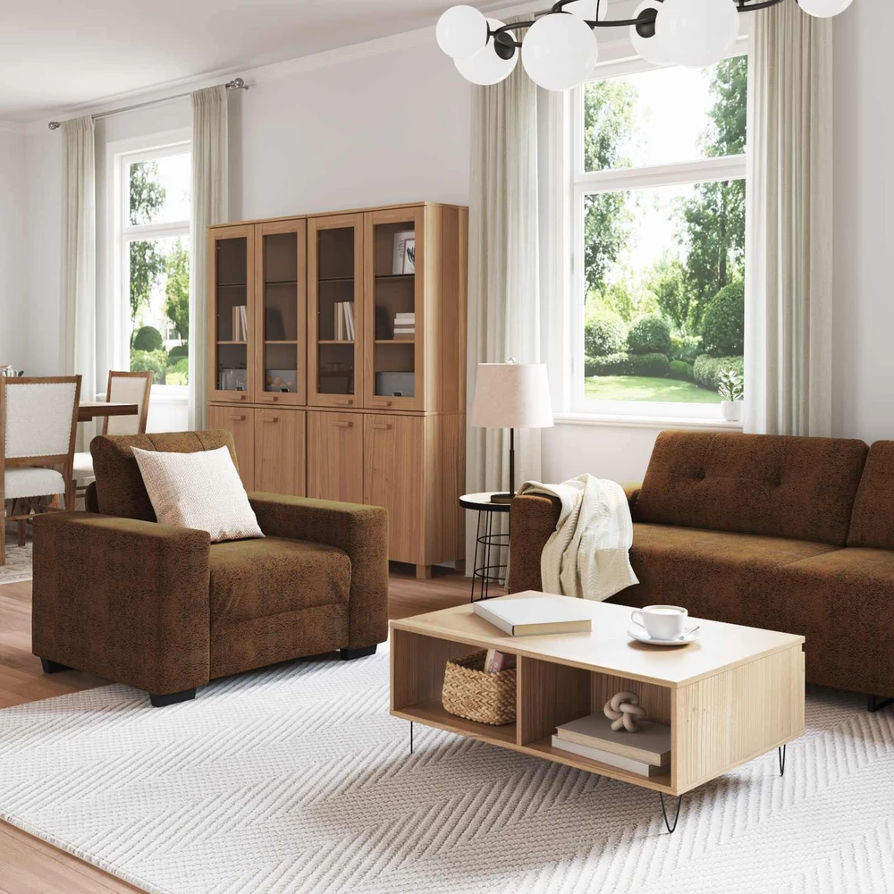 Sofa 3 vnt. Ruda Lino mišinio audinys
