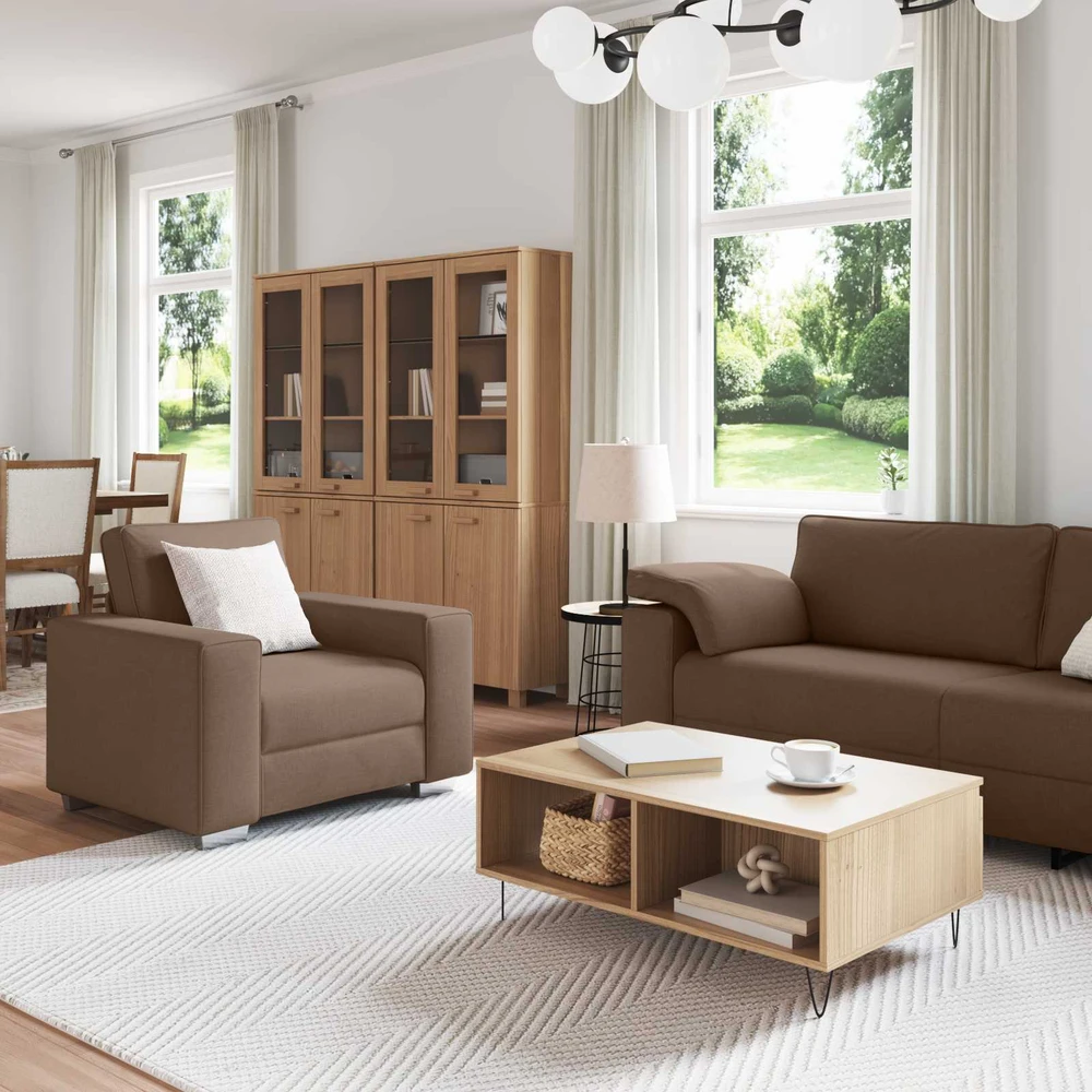 Sofa 3 vnt. Ruda Lino mišinio audinys