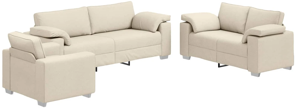 Sofa 3 vnt. Smėlio Lino mišinio audinys