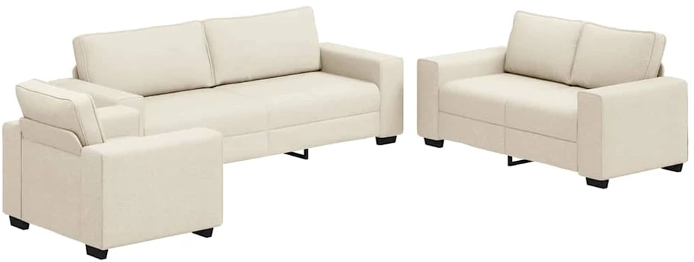 Sofa 3 vnt. Smėlio Lino mišinio audinys
