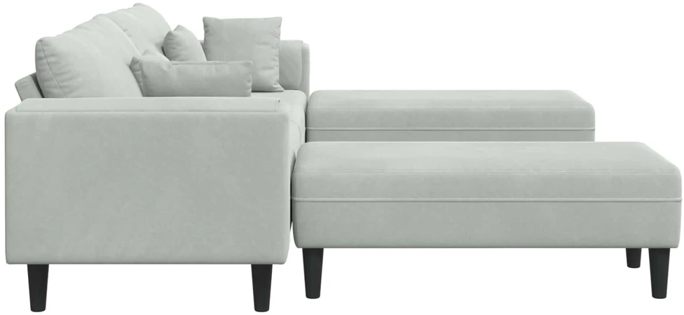 Sofa 3 vnt. Šviesiai pilka Aksomas