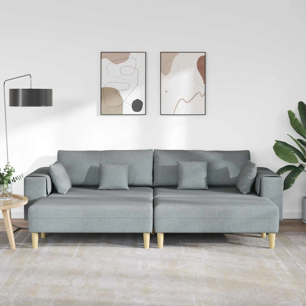 Sofa 3 vnt. Šviesiai pilka audinys