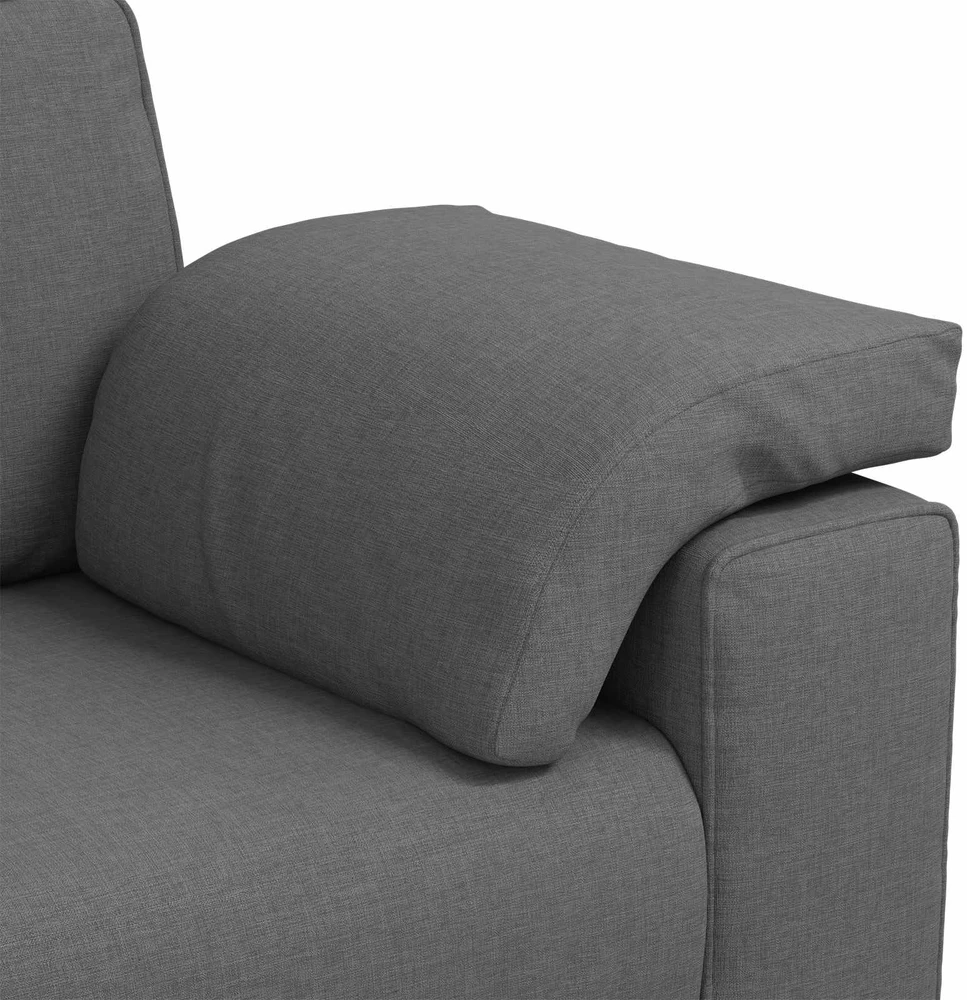 Sofa 3 vnt. Tamsiai pilka Lino mišinio audinys