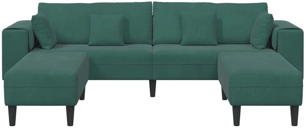 Sofa 3 vnt. Tamsiai žalia Aksomas