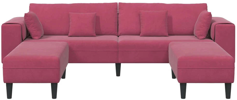 Sofa 3 vnt. Vyno raudona Aksomas