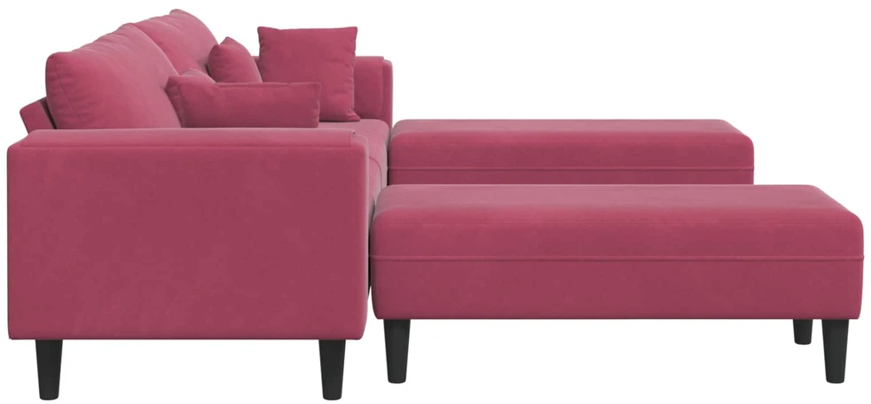 Sofa 3 vnt. Vyno raudona Aksomas