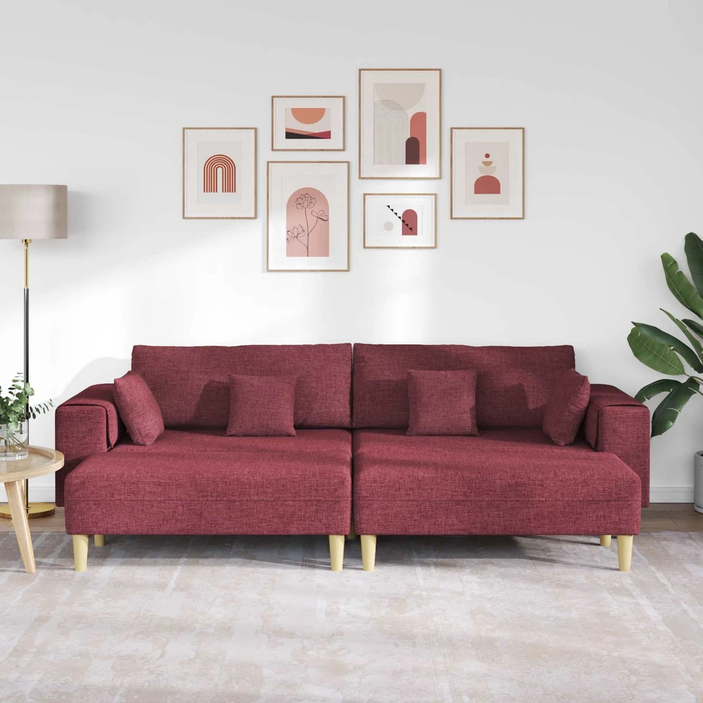 Sofa 3 vnt. Vyno raudona audinys