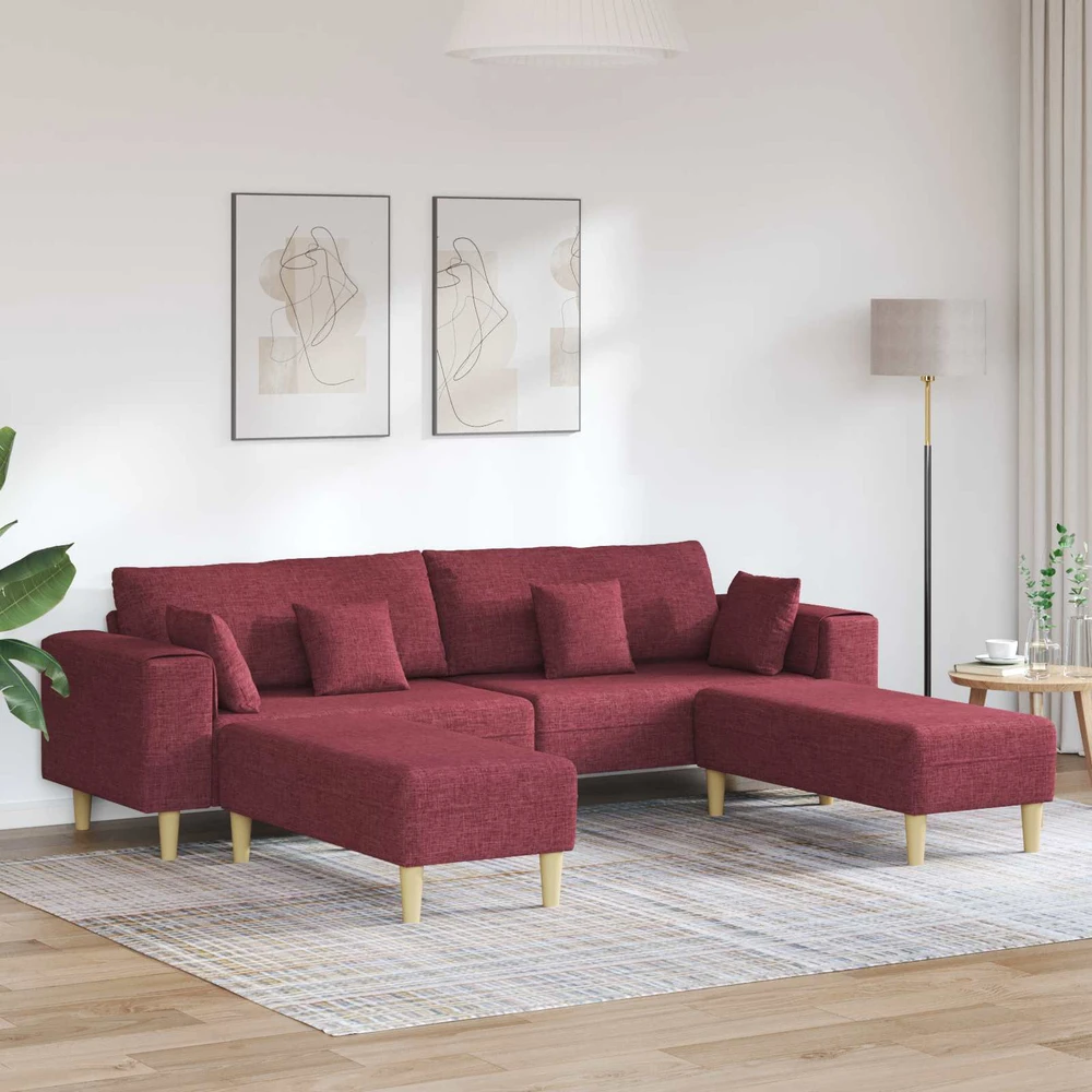 Sofa 3 vnt. Vyno raudona audinys