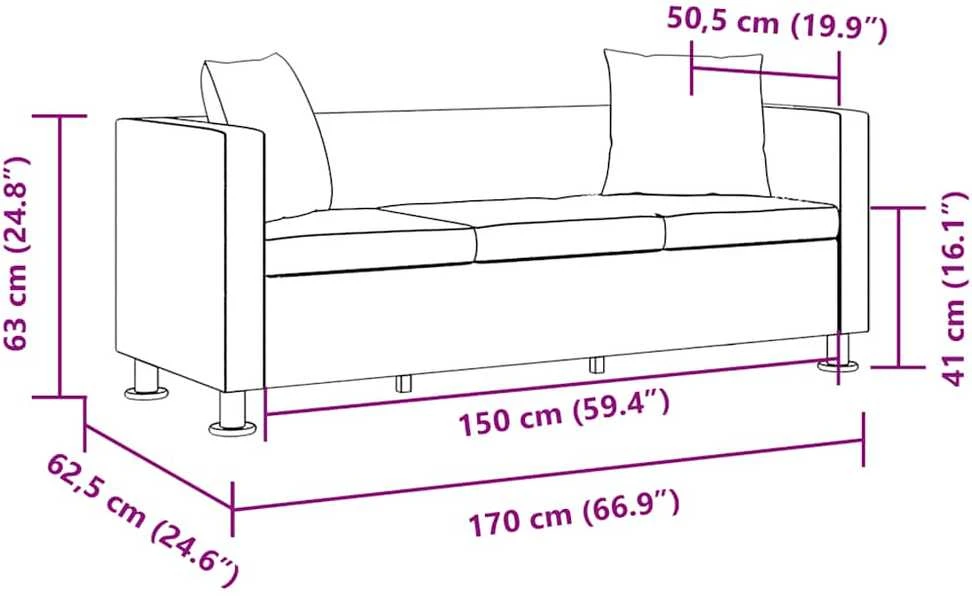 Sofa, balta, trivietė, dirbtinė oda