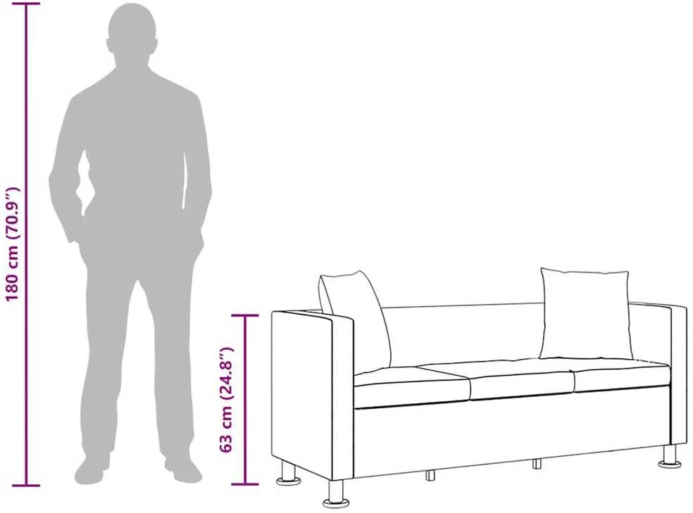 Sofa, balta, trivietė, dirbtinė oda