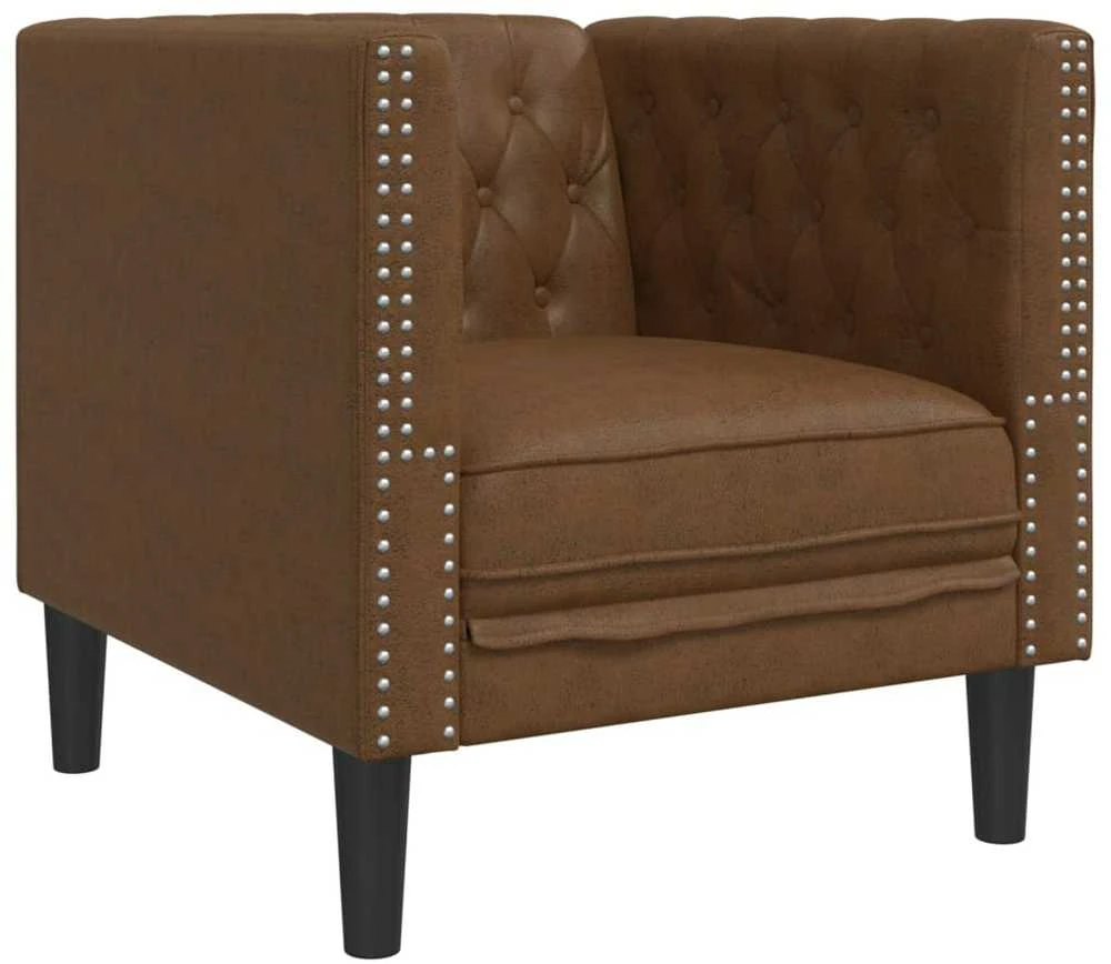 Sofa Chesterfield krėslas, rudos spalvos, dirbtinė versta oda