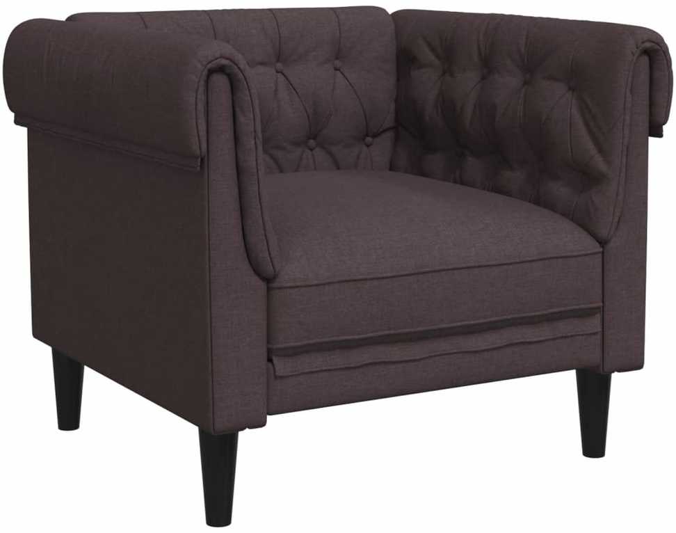 Fotelis Chesterfield krėslas, tamsiai rudos spalvos, audinys