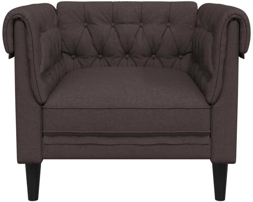 Fotelis Chesterfield krėslas, tamsiai rudos spalvos, audinys
