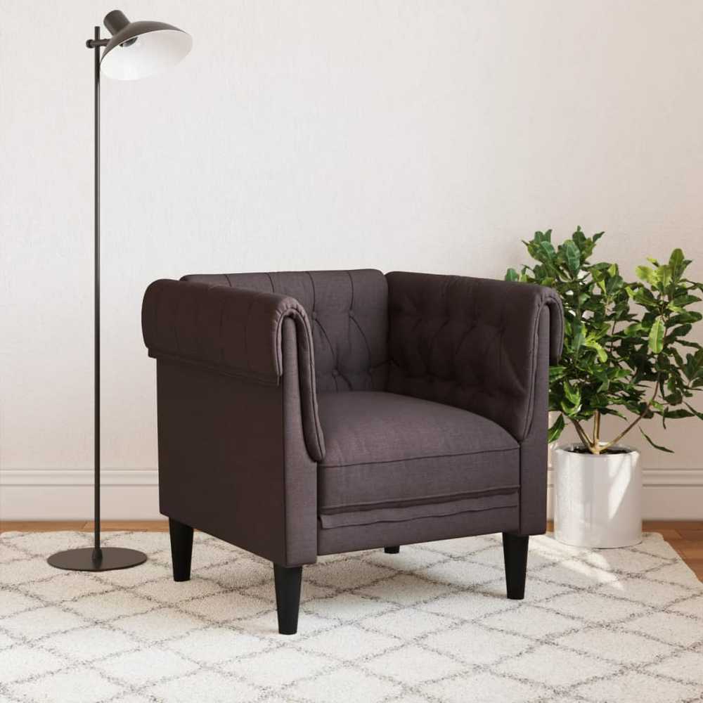 Fotelis Chesterfield krėslas, tamsiai rudos spalvos, audinys