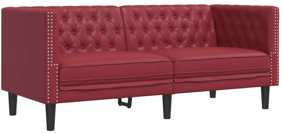 Sofa Chesterfield sofų komplektas, 2 dalių, raudonojo vyno spalvos