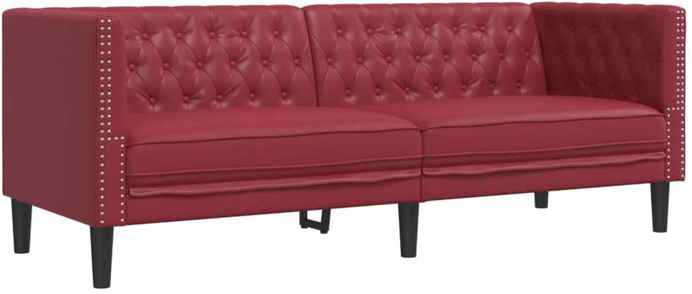 Sofa Chesterfield sofų komplektas, 2 dalių, raudonojo vyno spalvos