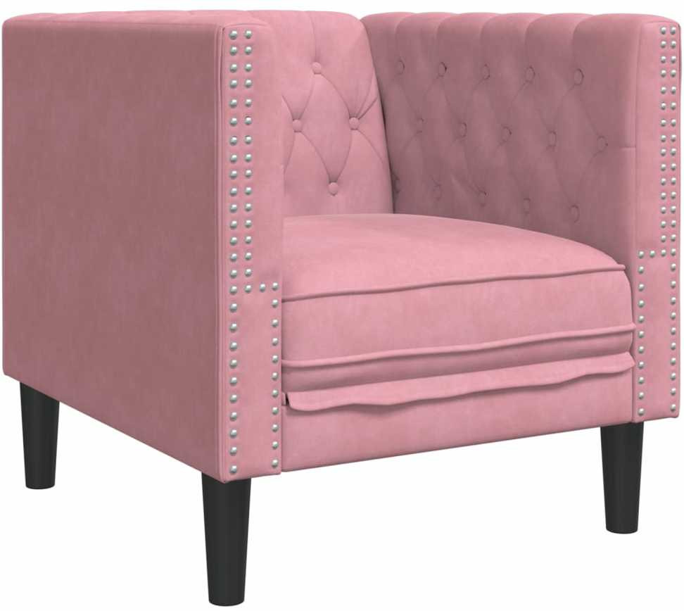 Sofa Chesterfield sofų komplektas su pagalvėlėmis, 3 dalių, rožinis