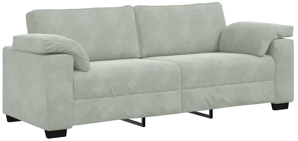 Sofa Dviejų dalių sofos komplektas su pagalvėlėmis, šviesiai pilkas aksomas