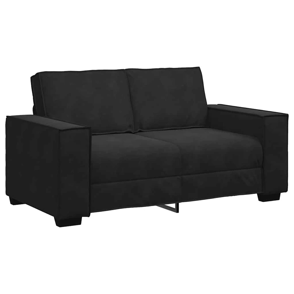 Sofa Dviejų dalių sofos komplektas su pagalvėlėmis, juodas aksomas