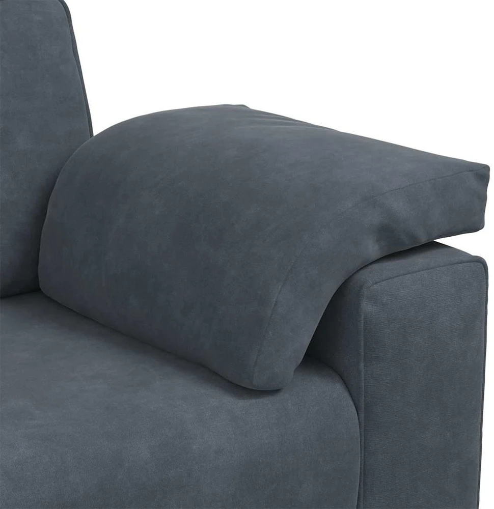 Sofa Dviejų dalių sofos komplektas su pagalvėlėmis, tamsiai pilkas, aksomas