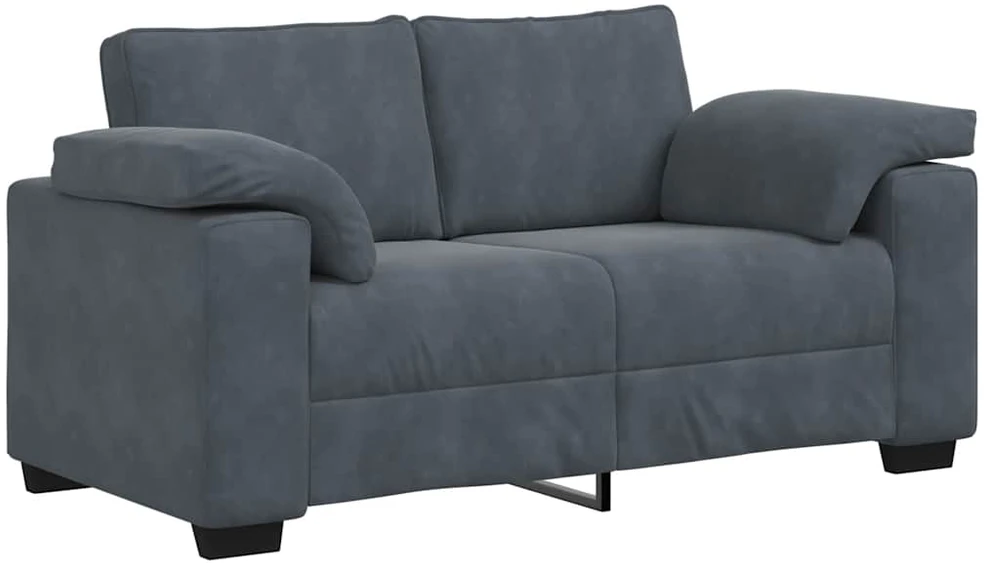 Sofa Dviejų dalių sofos komplektas su pagalvėlėmis, tamsiai pilkas, aksomas